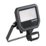 Ledvance LED Valonheitin Aluminium Musta 17W 2200lm 100D - 830 Lämmin Valkoinen | IP65 - Liike- Ja Valotunnistin - Symmetrinen