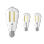 Monipakkaus 3x Calex Smart Tuya Wifi E27 Edison Filament 7W 806lm - 818-830 Säädettävä Valkoinen | Himmennettävä - Korvaa 60W