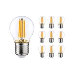 Monipakkaus 10x Noxion Lucent LED E27 Pallo Filament Kirkas 4.5W 470lm - 827 Erittäin Lämmin Valkoinen | Korvaa 40W