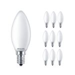 Monipakkaus 10x Philips Corepro LED Kynttilä E14 Matta 4.3W 470lm - 827 Erittäin Lämmin Valkoinen | Korvaa 40W