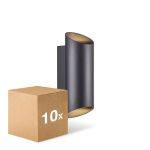 Monipakkaus 10x Nordlux Nico Seinävalaisin Aluminium Musta Up & Down | IP54 - Sopii 2x GU10