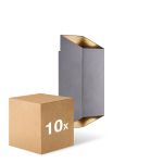 Monipakkaus 10x Nordlux Nico Seinävalaisin Aluminium Antrasiitti Up & Down | IP54 - Sopii 2x GU10