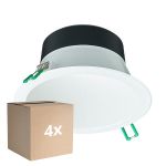 Monipakkaus 4x Philips LED Alasvalo Coreline DN142B Aluminium Valkoinen 11W 1200lm 60D - 830 Lämmin Valkoinen | Odetnij 155mm - IP20 - Valkoinen Heijastin