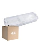 Monipakkaus 4x Noxion LED Hätä Kuistivalaisin | Wall/Kattoasennettu | 8.5W 500lm - 865 Päivänvalo Valkoinen | 20m Katseluetäisyys - Hätävalaistus 3 Tuntia - IP65 - Sis. 4 Suunnat