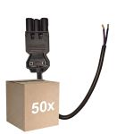 Monipakkaus 50x Noxion GST - Yhteensopiva Virtajohto Musta - Uros + Avoimet päät - 0,3m - 2 pole 0,75mm2