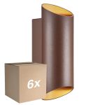 Monipakkaus 6x Nordlux Nico Seinävalaisin Aluminium Ruosteinen Up & Down | IP54 - Sopii 2x GU10