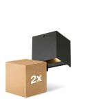 Monipakkaus 2x D'Lite Seinävalaisin Elingen Aluminium Musta Up & Down 4.9W 480lm - 830 Lämmin Valkoinen | IP65 - Valotunnistin