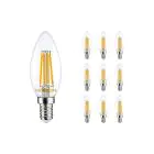 Monipakkaus 10x Noxion Lucent LED E14 Kynttilä Filament Kirkas 4.5W 470lm - 827 Erittäin Lämmin Valkoinen | Korvaa 40W