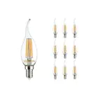 Monipakkaus 10x Noxion Lucent LED E14 Kalteva kärki Kynttilä Filament Kirkas 4.5W 470lm - 827 Erittäin Lämmin Valkoinen | Himmennettävä - Korvaa 40W
