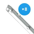 Monipakkaus 8x Noxion LED Loisteputkivalaisimet Vedenkestävä Kotelo Poseidon V2.0 | Sopii 2x150cm LED Putki