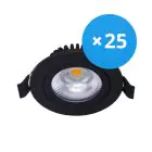 Monipakkaus 25x Noxion LED Kallistettava Slim Kohdevalaisin Musta Pyöreä 6W 550lm 60D - 927 Erittäin Lämmin Valkoinen | 85mm - IP54 - Himmennettävä - Paras Värintoisto
