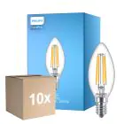 Monipakkaus 10x Philips Corepro LED Kynttilä E14 Filament Kirkas 6.5W 806lm - 827 Erittäin Lämmin Valkoinen | Korvaa 60W