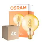 Monipakkaus 4x Osram Vintage 1906 LED E27 Globe Filament Goud 125mm 4W 300lm - 820 Zeer Warm Wit | Dimbaar - Vervangt 28W