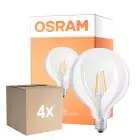 Monipakkaus 4x Osram SuperStar LED E27 Globe 125mm Filament Kirkas 7W 806lm - 822-827 Dim to Warm | Himmennettävä - Korvaa 60W