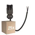 Monipakkaus 25x Noxion GST - Yhteensopiva Virtajohto Musta - Uros + Avoimet päät - 0,3m - 2 pole 0,75mm2