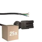 Monipakkaus 25x Noxion GST - Yhteensopiva Virtajohto Musta - Uros + Avoimet päät - 2m - 3 pole 0,75mm2