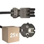 Monipakkaus 25x Noxion GST - Yhteensopiva Virtajohto Musta - Nainen + Schuko Europlug - 2m - 3 pole 0.75mm2